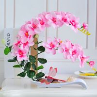 蝴蝶兰仿真花套装pu手感塑料花假花盆栽客厅餐桌室内装饰插花摆件|S盆苍兰粉色套装 默认