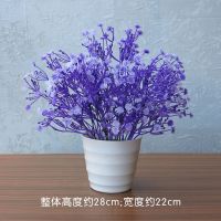 客厅仿真花摆设塑料假花向日葵小盆栽红掌餐桌面卧室绿植摆件绢花|星辰花紫色+中盆