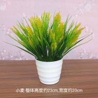 客厅仿真花摆设塑料假花向日葵小盆栽红掌餐桌面卧室绿植摆件绢花|小麦+中盆
