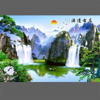 山水风景画中式客厅墙贴画自粘山水画墙贴墙壁贴画电视沙发背景墙|5款(左右逢源) 宽225cm高150cm(自粘)