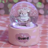 迷你龙猫水晶球发光摆件音乐盒圣诞礼品教师节生日礼物送女生|迷你款仓鼠粉色(发光球) 礼盒包装(免费代写贺卡-可直接送人)