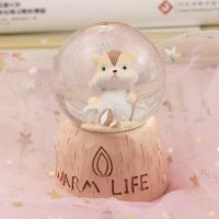 迷你龙猫水晶球发光摆件音乐盒圣诞礼品教师节生日礼物送女|迷你款仓鼠橘黄色(发光球) 礼盒包装(免费代写贺卡-可直接送人)