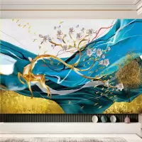 中式客厅书房卧室办公室现代装饰画墙贴自贴防水涂层防污保护|轻奢B4 (中号)长1.8米x高1米