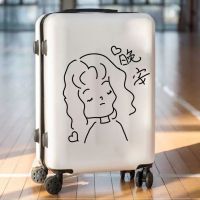 个性创意行李箱贴纸可爱少女心ins拉杆旅行箱自粘防水可移贴画|[PVC正反2片装]晚安少女