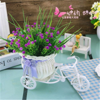 仿真花车 + 仿真花束仿真花车套装饰仿真花车套装 家居饰品摆件塑|满天星玫红色+花车