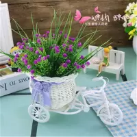 仿真花车 + 仿真花束仿真花车套装饰仿真花车套装 家居饰品摆件塑|满天星玫红色+花车