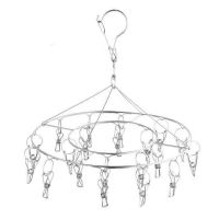 加粗晾衣架多夹不锈钢晒晾衣服袜子架儿童多功能防风袜夹袜架挂钩|[加粗款]圆型24夹