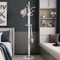 欧式衣帽架落地简约现代门厅卧室铁艺立式大衣架大理石挂包架|亮白色(34CM豪华加厚大理石)