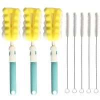 奶瓶刷子清洁刷套装婴儿用品海绵擦奶嘴刷吸管刷不锈钢毛刷子杯刷|海绵奶瓶刷3个+吸管刷5个