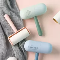 便携可撕式胶囊滚筒刷尘纸粘毛家用衣物粘尘滚毛器黏毛刷|黏毛刷1个(颜色随机)+赠3个替换芯