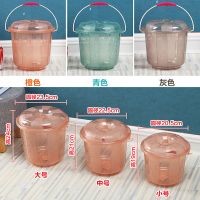 塑料小水桶小号家用带盖手提水桶装水桶钓鱼桶沙滩玩具收纳桶|灰色 小号(2个)
