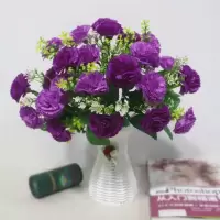 绢花仿真花假花塑料花玫瑰花康乃馨餐桌卧室客厅酒柜装饰品摆件|康乃馨深紫色+花筐