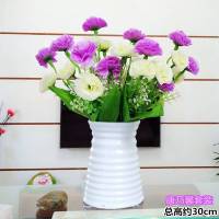 仿真花向日葵花束假花绢花塑料花单支太阳花装饰花客厅仿真小摆件|3束康乃馨+仿瓷瓶套装[浅紫色]