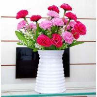 仿真花向日葵花束假花绢花塑料花单支太阳花装饰花客厅仿真小摆件|3束康乃馨+仿瓷盆[玫红]