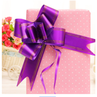 大号手拉花蝴蝶结拉花彩带婚车装饰拉花婚房布置礼品盒抽花小号|中号[深紫金边] 50条
