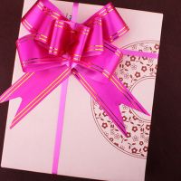 大号手拉花蝴蝶结拉花彩带婚车装饰拉花婚房布置礼品盒抽花小号|中号[玫红金边] 100条