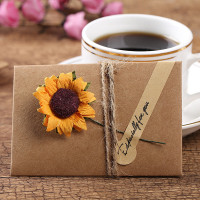 永生花干花生日贺卡手工创意教师节中秋节贺卡商务祝卡礼物通用|小号-向日葵 3个装