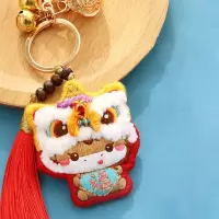 手工diy生肖醒狮刺绣汽车钥匙扣女生自十字绣礼物送男友老公家人|【生肖马-钥匙扣】 绣绷+薰衣草