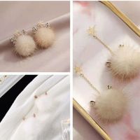 雪花鹿角毛毛球耳环新款2020年感秋冬圣诞节礼物耳饰品|3件套银针店长推荐
