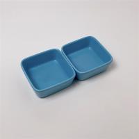 北欧陶瓷酱料碟家用调味小碟创意同款点心小吃ktv水果碟拼盘|蓝色 三格零食盘(带木盘)