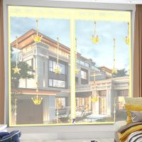 夏季防蚊纱窗网自粘型窗纱门帘魔术贴可拆卸家用磁性磁铁对吸窗帘|米黄星冠拉链+送整卷魔术贴 宽100高100