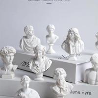 北欧人物雕塑复古素描小头像摆件迷你树脂石膏像摆设艺术装饰品