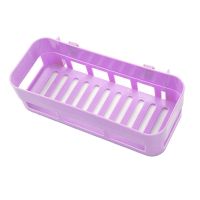 卫生间置物架免打孔无痕收纳架厨房浴室用品沥水壁挂肥皂盒肥皂架|紫色 长方形1+肥皂盒1个带毛巾架