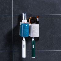 牙刷架置物架免打孔漱口杯刷牙杯挂壁式卫生间牙缸牙具套装|牛气冲天(不带挤牙膏器) 5个漱口杯+牙刷架(颜色随机送字帖)