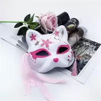和风妖狐狸面具半脸化妆舞会唐猫diy手绘古风汉服cos猫脸