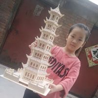 木质3d立体拼图8到12岁儿童高难度手工拼装建筑模型房子玩具
