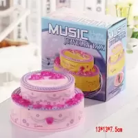 甜美公主粉翻盖梳妆镜首饰音乐盒八音盒创意旋转跳孩生日礼物