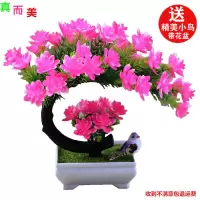 买花送盆送2鸟假花仿真花装饰客厅玄关摆件塑料花盆栽酒柜