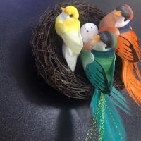 小白鸟羽毛鸟摆件桌面装饰仿真白色小鸟鸟窝文艺复古拍照道具