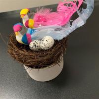 小白鸟羽毛鸟摆件桌面装饰仿真白色小鸟鸟窝文艺复古拍照道具