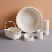 家用浴室用品卫浴洗漱五件套卫生间洗脸盆漱口杯家庭洗护清洁套装