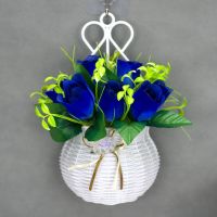 挂墙上装饰假花套装美容院饭店玫瑰仿真花挂件卧室客厅墙布置花束