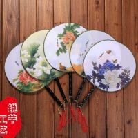 宫扇圆扇子双面团扇宫廷复古工艺木柄舞蹈圆真丝扇子古典雅舞蹈扇