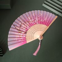 日式折扇中国风女式扇子白鹤绢扇和风工艺复古风折叠随身小扇女扇