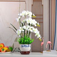 仿真花套装蝴蝶兰花假花盆栽客厅电视柜装饰花客厅室内摆件塑料花