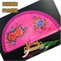 舞蹈扇红扇子实木扇骨开合顺溜双面扇旗袍舞台走秀表演折扇