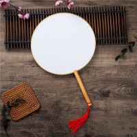 古风团扇宫扇古典汉服圆扇手工真丝半透明宫扇木柄广场舞蹈团扇子