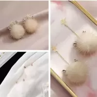 雪花鹿角毛毛球耳环新款2020年感秋冬圣诞节礼物耳饰品
