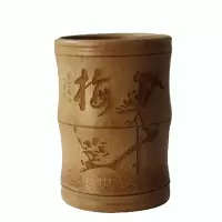复古竹子创意笔桶办公文具摆件竹制学生笔筒文房四宝毛笔架