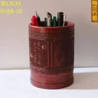 复古竹子创意笔桶办公文具摆件竹制学生笔筒文房四宝毛笔架