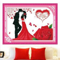 百年好合十字绣结婚婚礼爱情喜庆情侣人物系列牡丹花客厅新款卧室