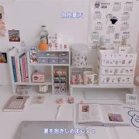 ins风简约宿舍桌面书架简易置物架木质组合柜 学生寝室桌上收纳架