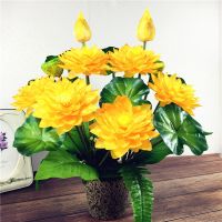 仿真荷花莲花供花套装 假荷花塑料假花绢花小盆栽家居装饰摆件