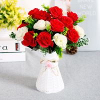 塑料花束假花仿真花摆件客厅玫瑰装饰花家居冰箱茶几向日葵摆设花