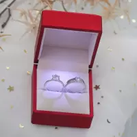 日韩莫桑钻结婚情侣一对仿真钻戒活口可调节银戒指女男潮婚礼道具