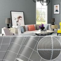 ins墙纸自粘格子温馨宿舍壁纸女孩寝室衣柜子书桌防水墙贴纸